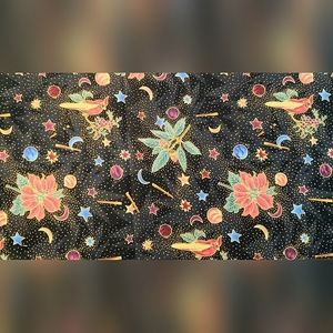 Pretty 2005 Christmas Fabric By Seattle Bay Fabrics, Approx 44" x 30", New